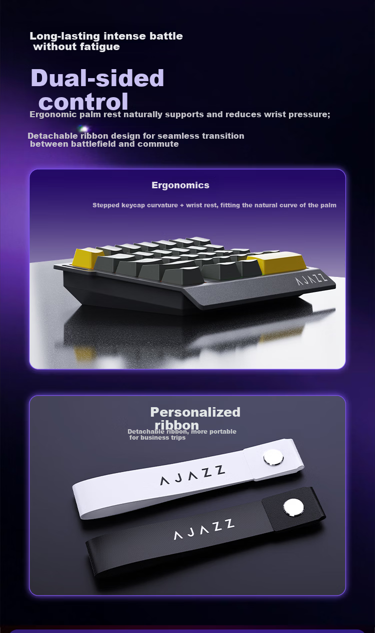 AJAZZ AK039 Magnetic Switch Keyboard 8K Report Rate RT0.01 Low Latency One-Handed Keyboard RGB Lighting Metal Knob Gaming Office 38 Keys Transparent Black Pink Silver Ear Silent Magnetic Switch 9