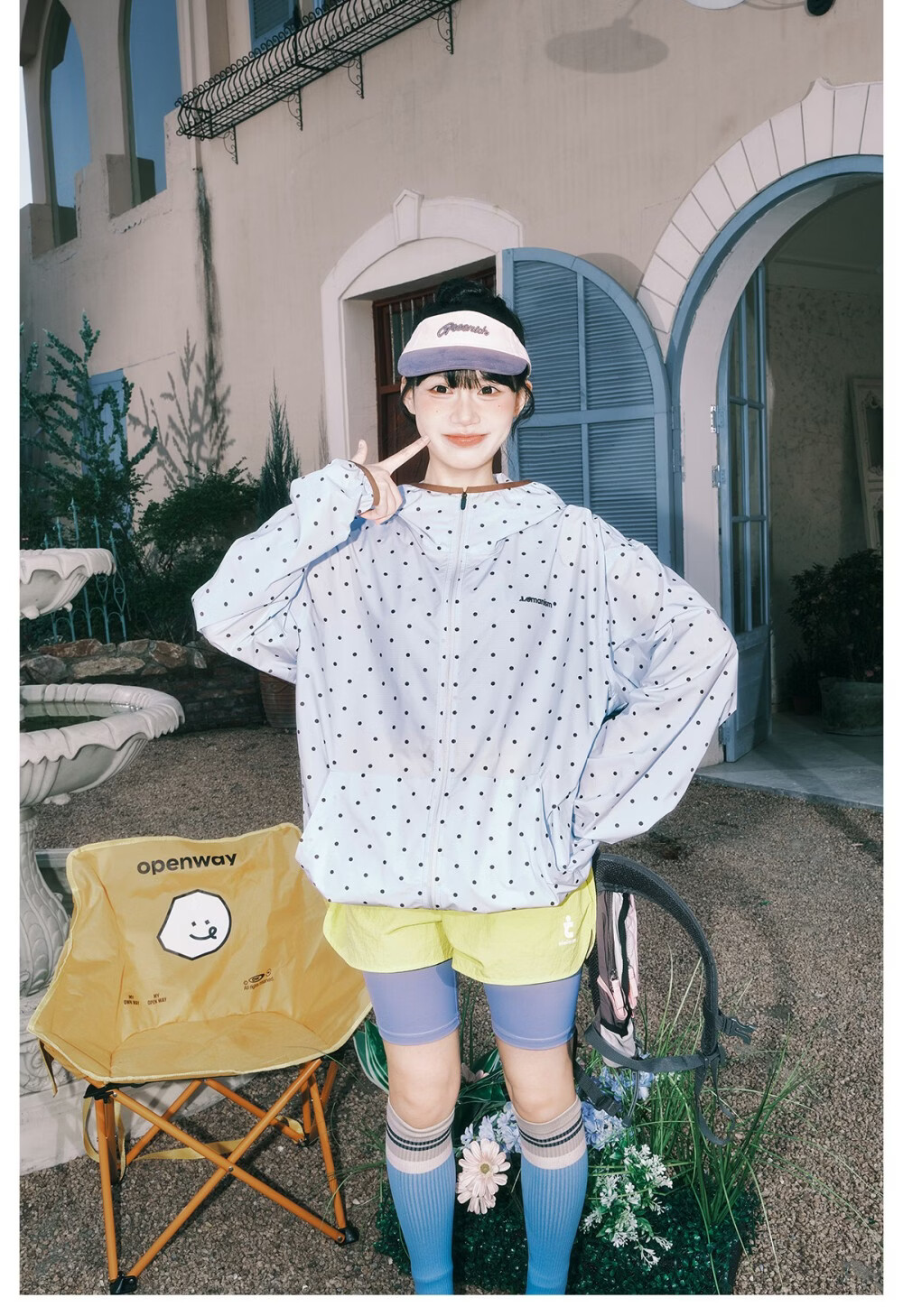 LEMANISM Trendy Polka Dot Printed Physical Sunscreen Jacket Men 2026 Spring Summer New Couple Loose Jacket Blue XL 26