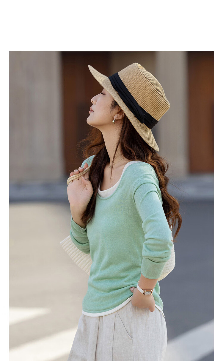 Demana Linen Lyocell Blend Sweater Spring Faux Two-Piece Striped Colorblock Knit Vest for Women 12