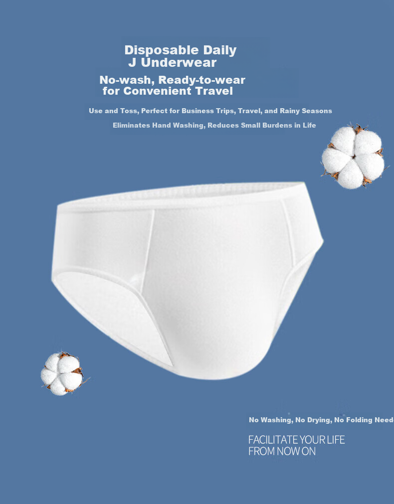 Ankexin Disposable Men's Pure Cotton Triangle Underwear Wash-Free Individual Pack Travel Business Vacation XXXXL Size 6
