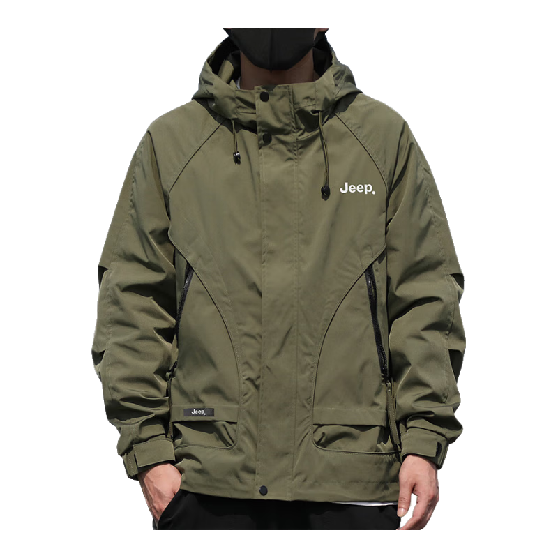 JEEP Men's Jacket, Spring And Autumn Outerwear, Casual Loose Workwear Clothing for Men, Army Green, 5XL