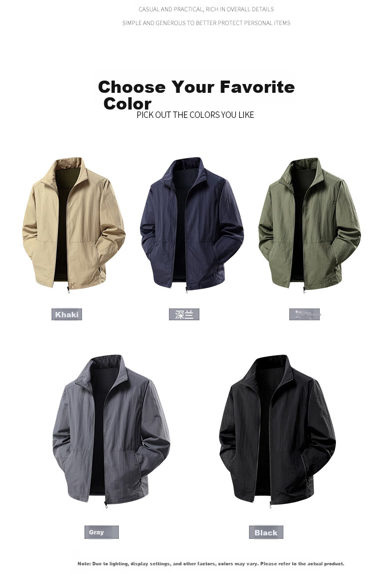 Jeanswest Men's Summer Lightweight Outdoor UV Protection Jacket Casual Sports Breathable Skin Jacket with Turn-down Collar 2