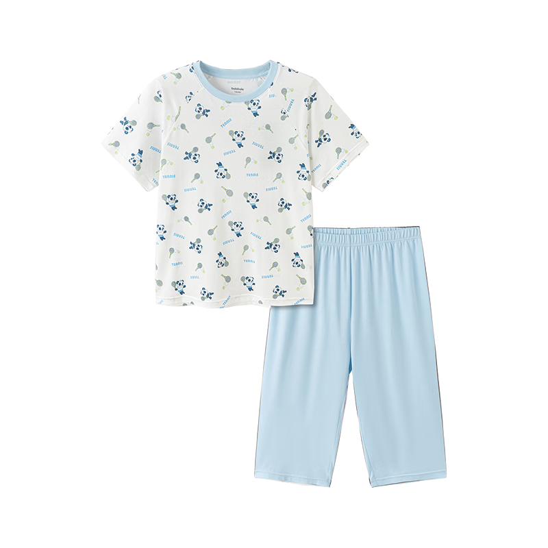 BALABALA Children's Pajama Set, Summer Air Conditioning Wear, Boys And Girls Home Wear, Baby Short-Sleeve Shorts, Comfortable Lyocell Skin-Friendly