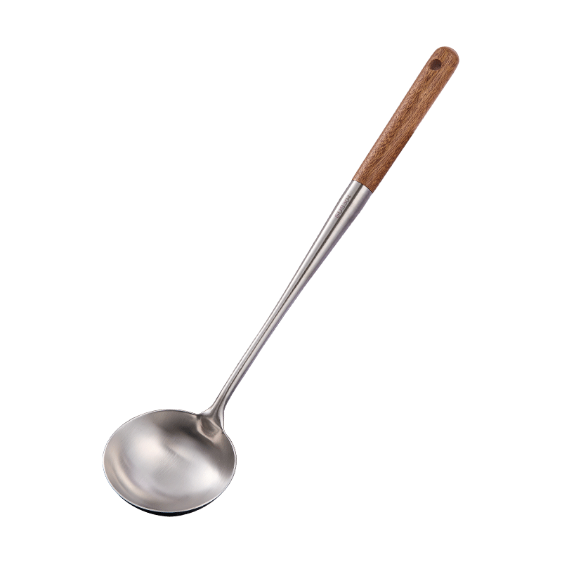 JD Original Soup Ladle, Wok Ladle Spoon, 304 Stainless Steel Kitchen Utensil [Ebony Wood Handle], Extended 41cm