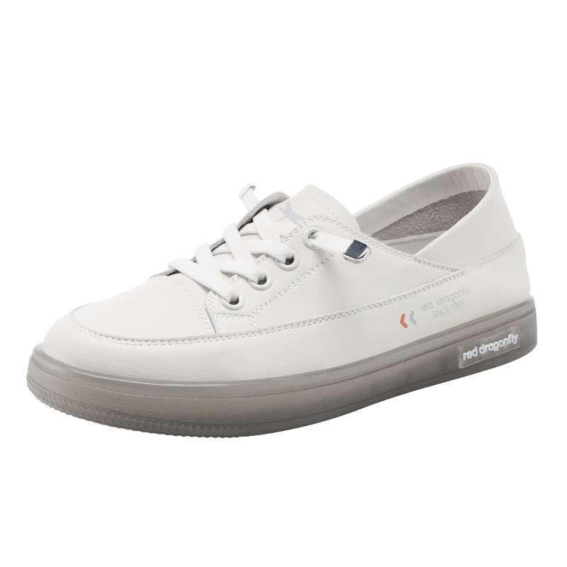 Red Dragonfly Women's Lightweight Breathable Flat Shoes Soft Sole Comfortable Low-Cut Dual-Wear White Sneakers EXB160761 Beige Size 35