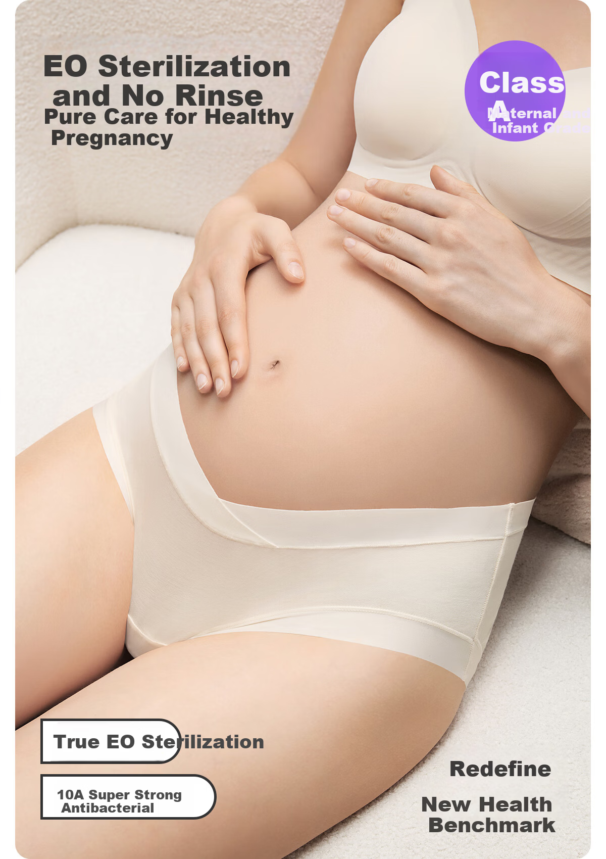 JOYNCLEON Maternity Cotton Low-Waist Seamless Extended Crotch Pregnancy Underwear EO Sterilized XXL jnk194189 3