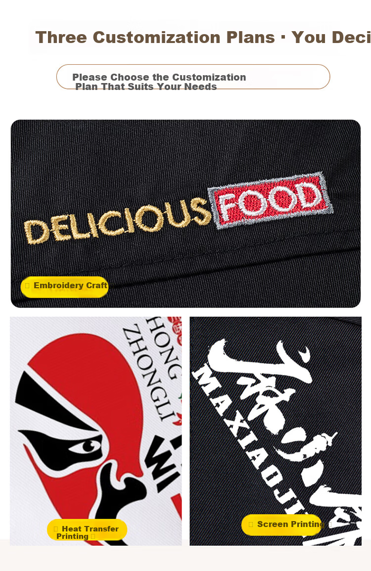 HANMANKE Summer Chef Workwear Short Sleeve Set Men Kitchen Uniform Work Clothes Custom Black Single Top 2XL 11