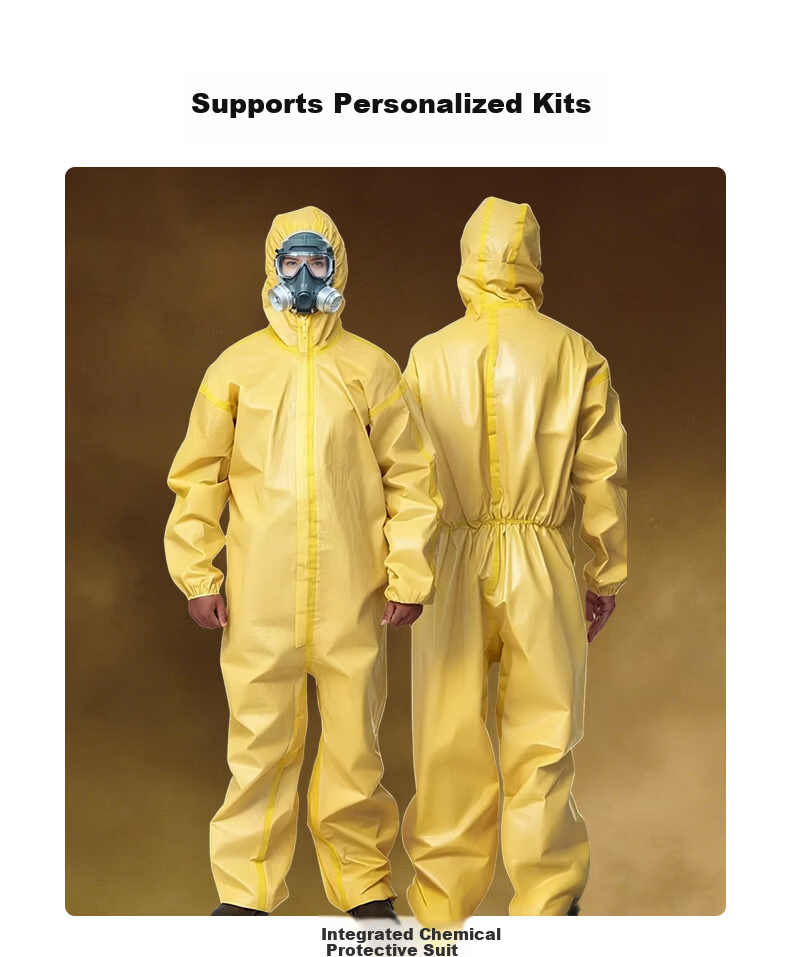 George Barton Protective Suit C-Level Chemical Protective Coverall Full-Body Industrial Dustproof Suit Paint Spraying Suit Yellow Splash-Resistant Acid and Alkali Resistant Chemical Workwear One-Piece 10