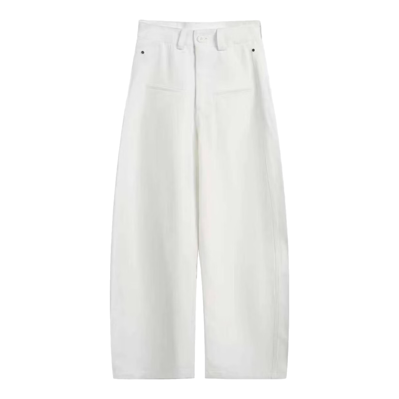 ICH MODE American Vintage Khaki Casual Wide-Leg Straight Loose Sports Pants for Women White M