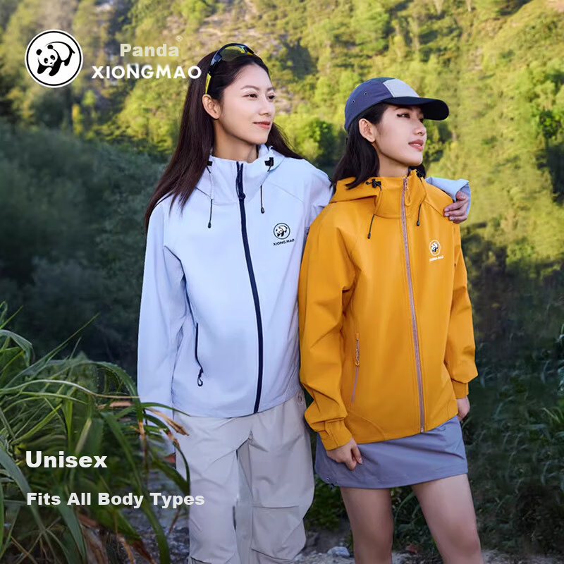 CAMEL Panda Series Outdoor Softshell Jacket Unisex Fashion Versatile Three-Proof Travel Mountaineering Coat 1114 XS