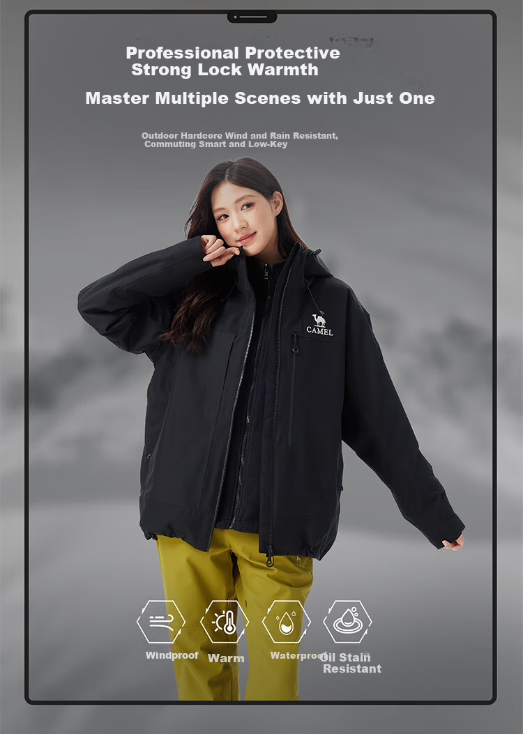 CAMEL King Armor Z Series Wang Junkai Same Style Three-in-One 3-in-1 Waterproof Windproof Outdoor Mountaineering Jacket Autumn Winter 2025 4