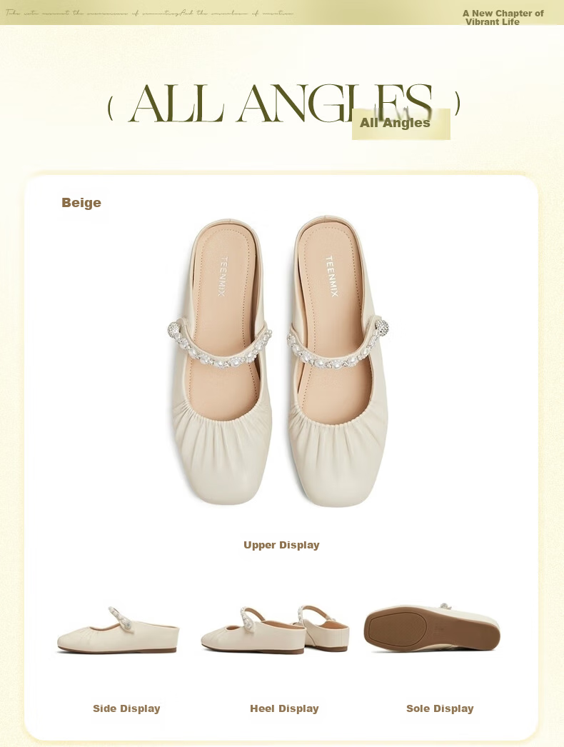 TEENMIX Ballet Variation Internal Height Increase Soft Sole Open Toe Half Slippers Women's Outdoor Sandals Mules 9