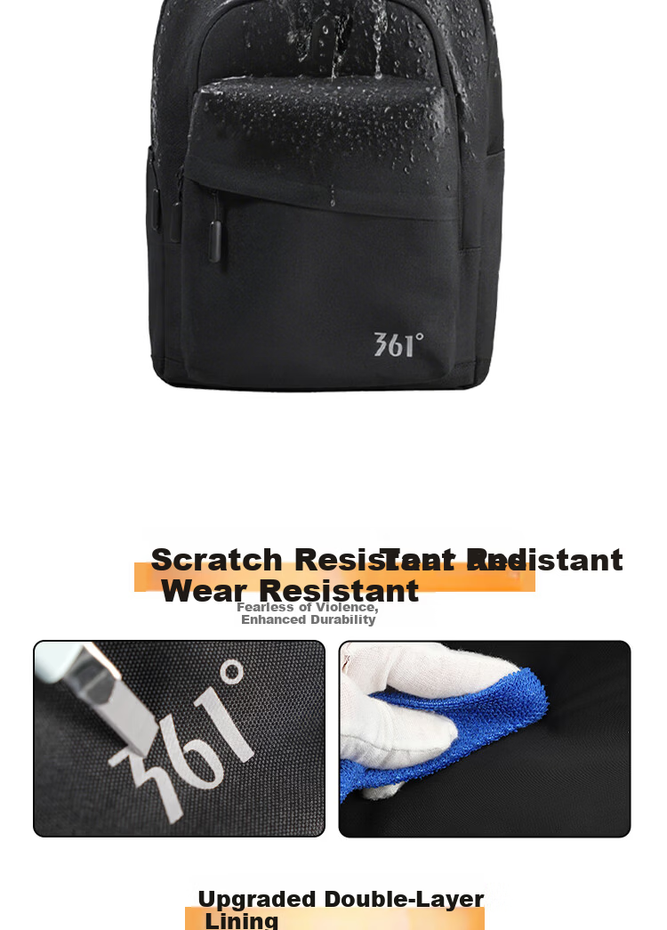 361° New Lightweight Large Capacity Multi-Layer Multi-Pocket Water-Resistant Casual Durable Backpack 11