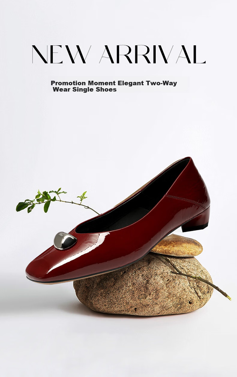 Goldlion Women's Professional Commuter Low Heel Square Toe Two-Wear Chunky Heel Low-Cut Shoes G686530265 Wine Red Size 40 1