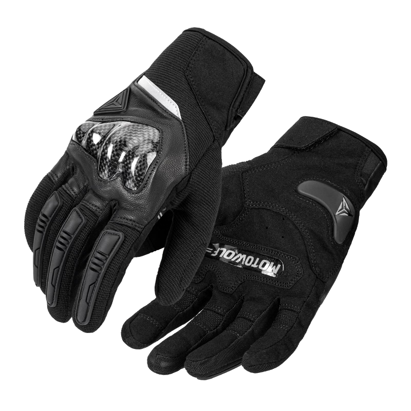 MOTOWOLF Motorcycle Riding Gloves Four Seasons Racing Carbon Fiber Anti-Fall Touchscreen Men