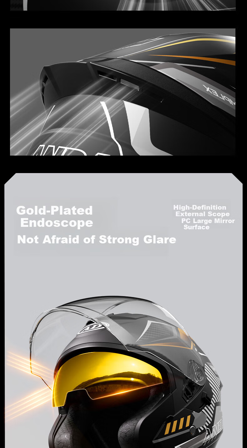 AD Motorcycle Helmet 3C Certified Unisex Four-Season Dual-Visor Half Helmet Summer Electric Bike Winter Warm Anti-Fog Safety Cap 601 Matte Dream 7