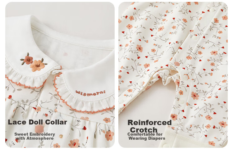 Weishi Muni Baby Girl Romper Spring and Autumn Infant Long Sleeve Bodysuit Toddler Crawling Suit Autumn Wear 2