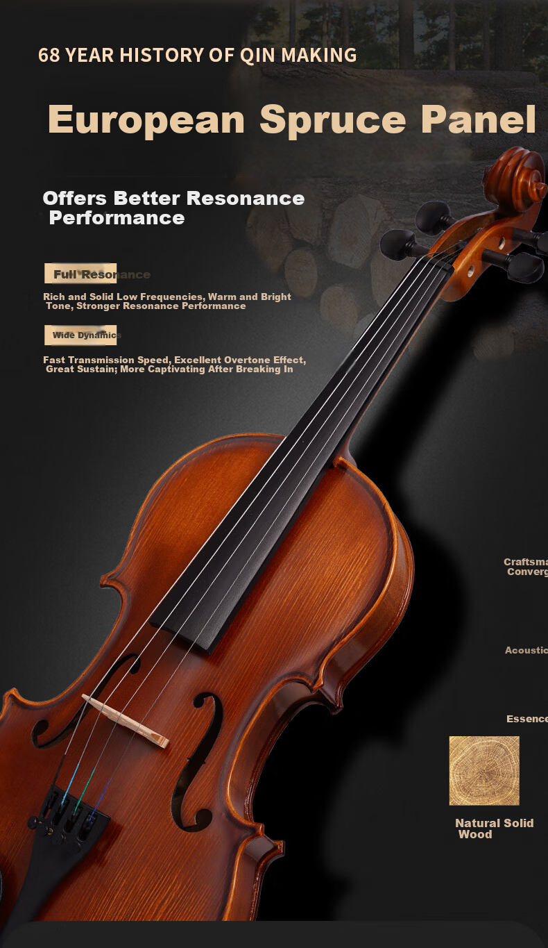 Kapok Handmade Solid Wood Violin Student Children's Beginner Practice Violin Adult Starter NS-30 4/4 4
