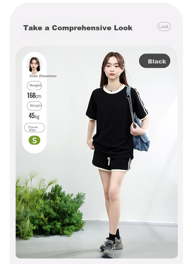 MJ STYLE Women's Short Sleeve and Shorts Set 2026 Summer New Trendy Sports Casual Homewear T-Shirt and Pants Set 12