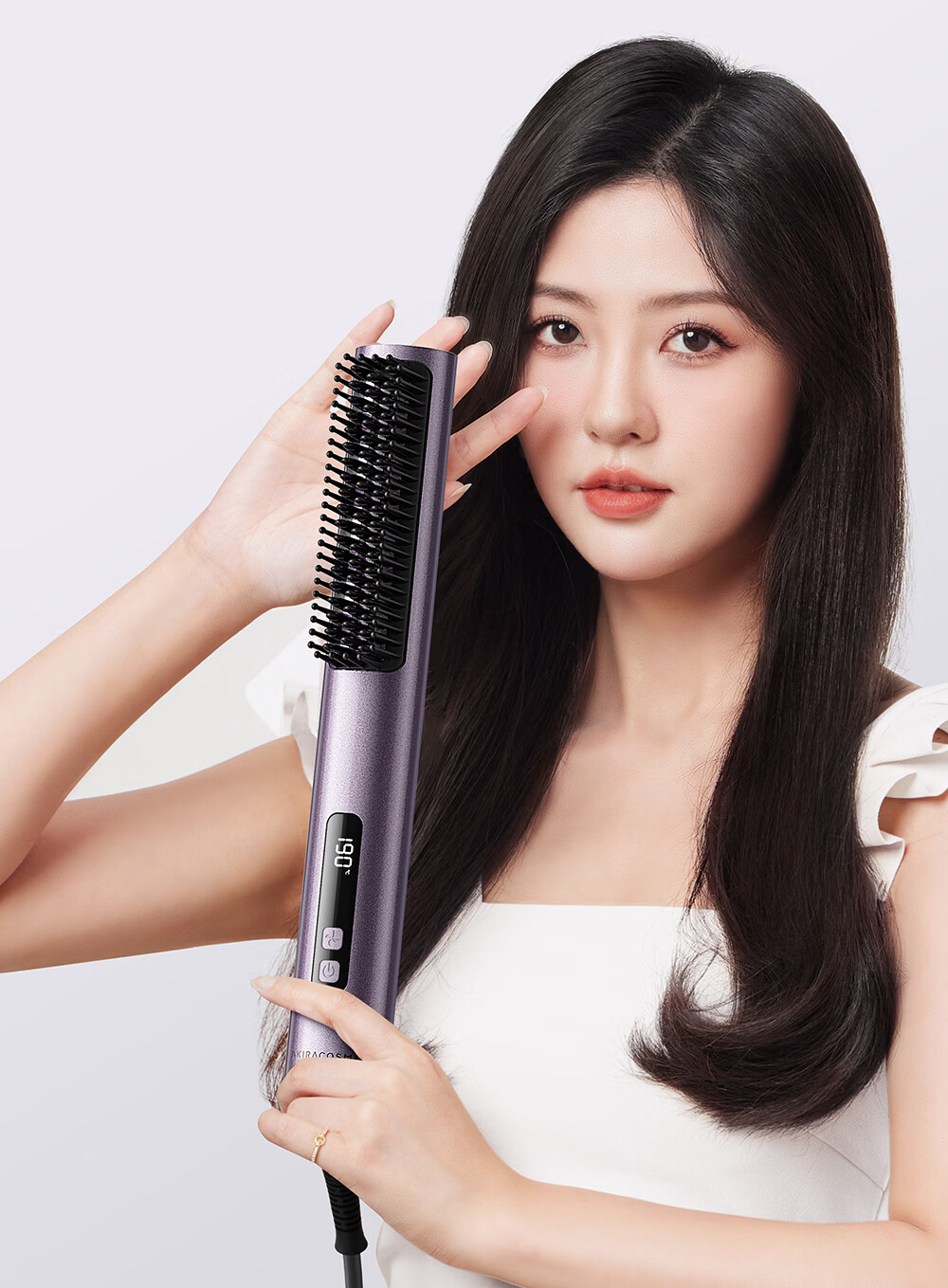 AKiracosme Steam Hair Straightening Brush Iron Dual-Use Curling and Straightening Negative Ion Hair Care Tool Damage-Free Long-Lasting Styling Anti-Scald Steam Flat Iron 02SH Mother's Day Gift 2