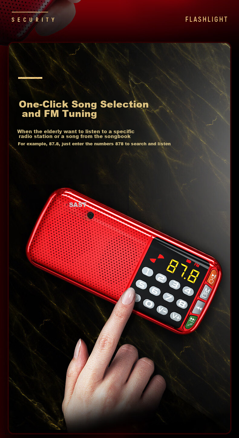 SAST N28 Portable Mini Radio for Elderly, Rechargeable Card Player, FM Broadcast, Music Player, Semiconductor Opera Player, Rose Gold + 8GB Memory Card 15