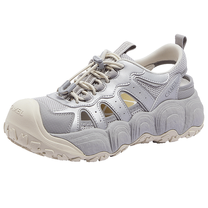 CAMEL Lemon Cute Outdoor Women's Hole Shoes Thick Sole Beach Sports Sandals L26M202032 Silver/Grey Size 36
