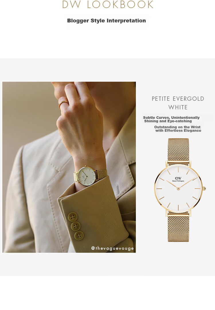 DanielWellington DW Ladies Watch, Light Luxury Gold-Plated Simple Quartz Wristwatch for Women, Birthday Gift for Girlfriend, DW163 6
