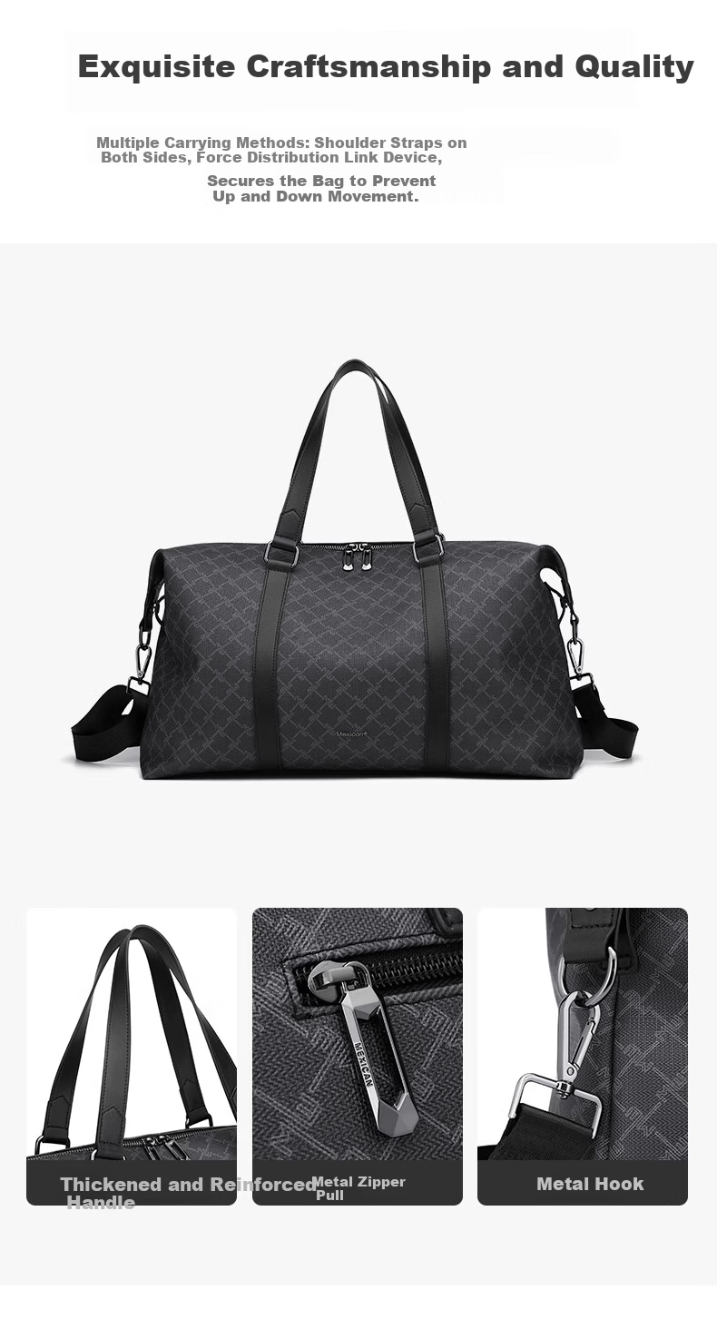 MEXICAN Men's Large Capacity Travel Bag Handheld Short Trip Business Luggage Casual Sports Gym Lightweight Crossbody Bag 5