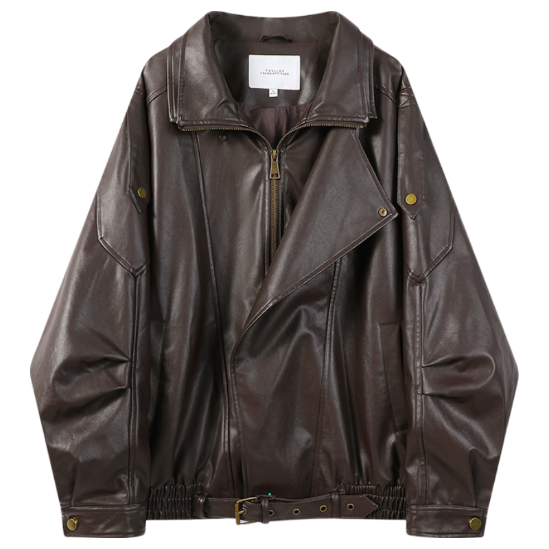 TonLion 2025 Autumn Women's Fashion Elegant Chic Long Lapel Faux Leather Jacket