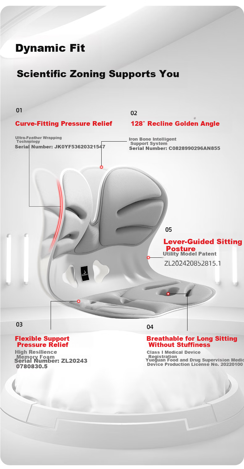 Beilizheng Lumbar Support Seat Cushion Ergonomic Office Chair Backrest Waist Support for Prolonged Sitting 5