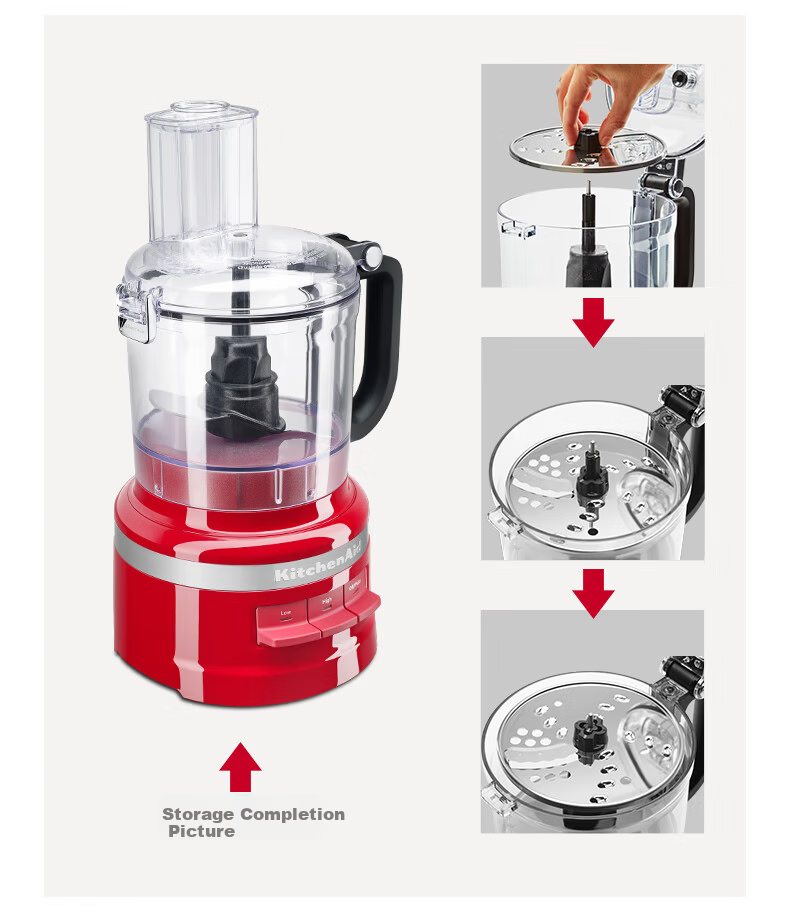 KitchenAid 1.7L Food Processor Meat Grinder Vegetable Cutter Dough Kneader Multifunctional 5KFP0720CPA Passion Red 8