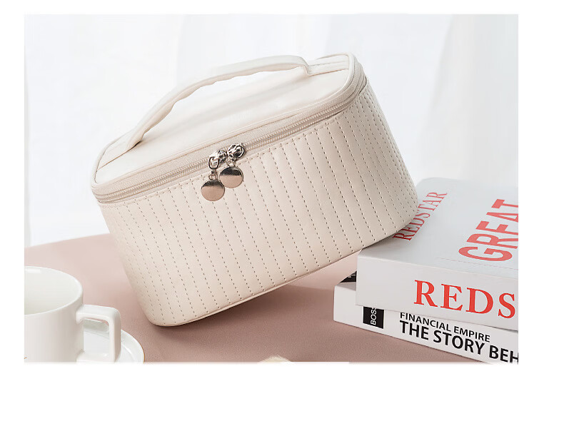 Qinxin Muyu Beige Ins Style Cake Cosmetic Bag Girls Handheld Waterproof Large Capacity Travel Storage Bag 11