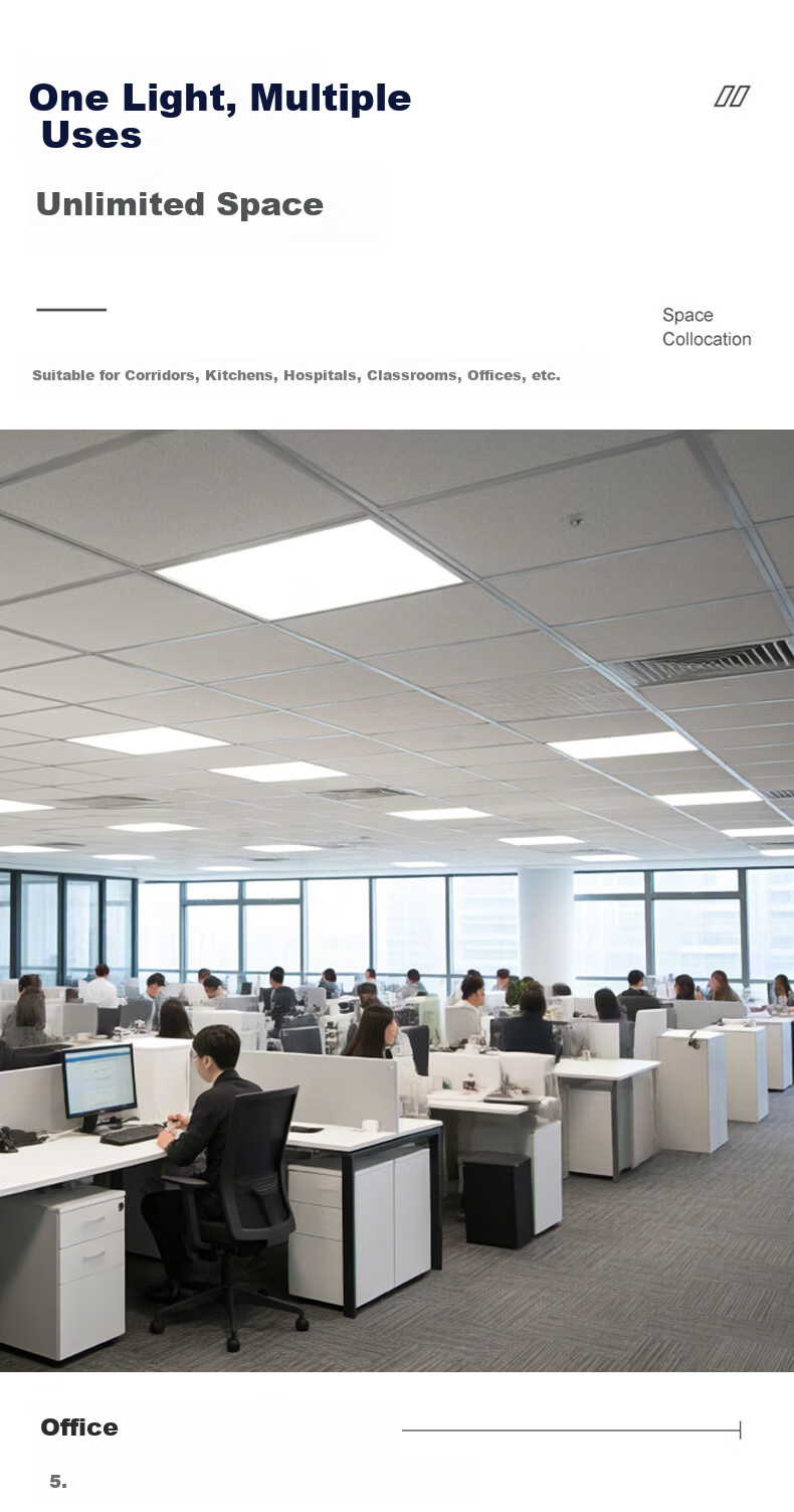 Huans Color Integrated Ceiling Square LED Panel Light Aluminum Buckle Plate Light 600x600 Flat Light Office Building Factory Ceiling Embedded Lamp 60x60cm White Light 48W (Single Pack) 4