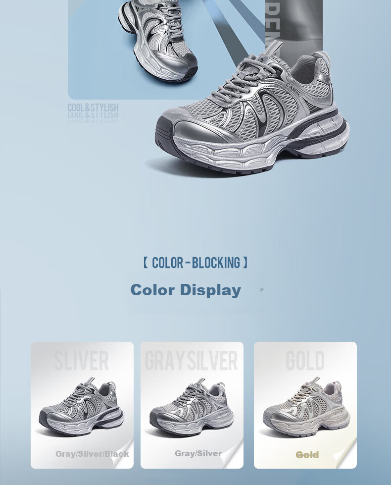 CAMEL Dilireba Edition Silver Moon 2nd Generation Dad Sneakers Women Casual Shoes L25A283148 Beige/Gold/Pink Size 40 10