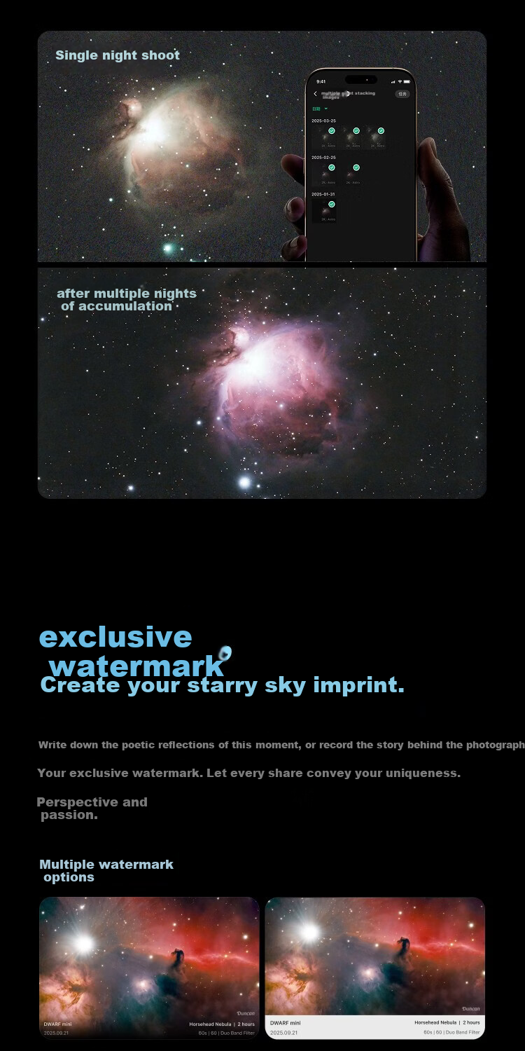 DWARFLAB DWARF Mini Smart Astronomical Telescope Equatorial Mount Mode Nebula Sun Moon Milky Way 15
