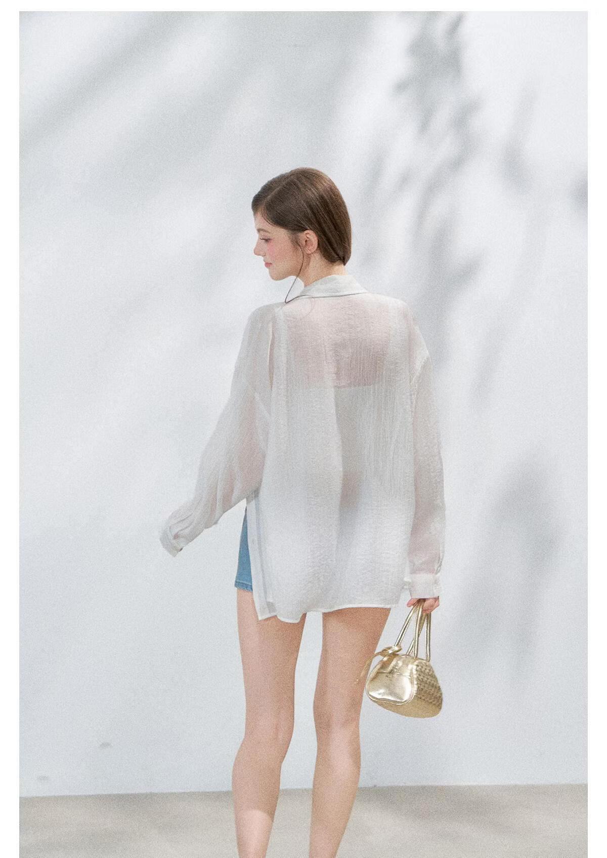 ICH MODE "Spring Light Leisure" Lyocell Sun Protection Long Sleeve Shirt Women Lazy Style Thin Jacket White M 38