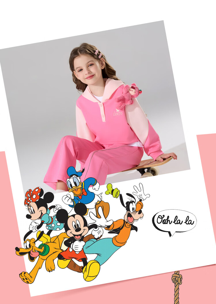 Disney Girls' Autumn 2026 Spring Sportswear Set New Sweatshirt + Long Pants Fashion Three-Piece Set 4