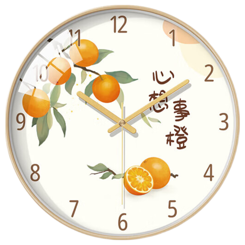 BBA Wall Clock New Chinese Style Heart-Shaped Orange Living Room Study Bedroom Dining Room Home Creative Clock Timepiece 30cm