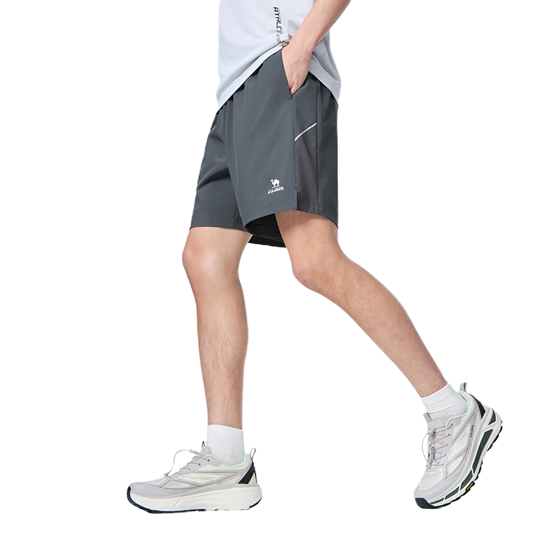 CAMEL Quick-Dry Men's Sports Shorts Ice Cooling Sun Protection Antibacterial Running Pants C16BA6L6067 Castle Gray M