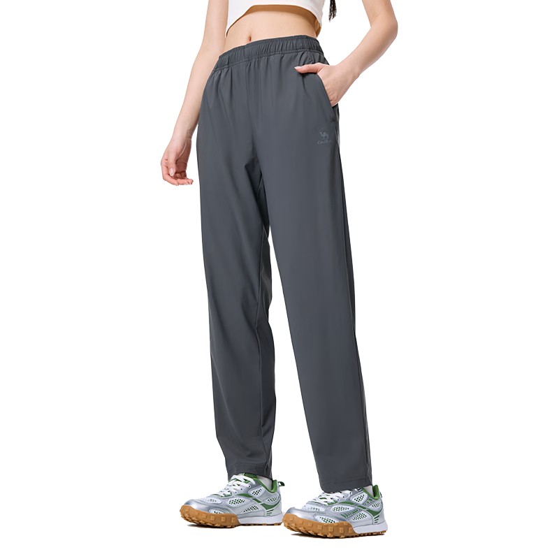 CAMEL Original Yarn Sun Protection Sports Pants Women Cool Quick-Dry Straight Knit Pants C26BABLH012 Phantom Black M