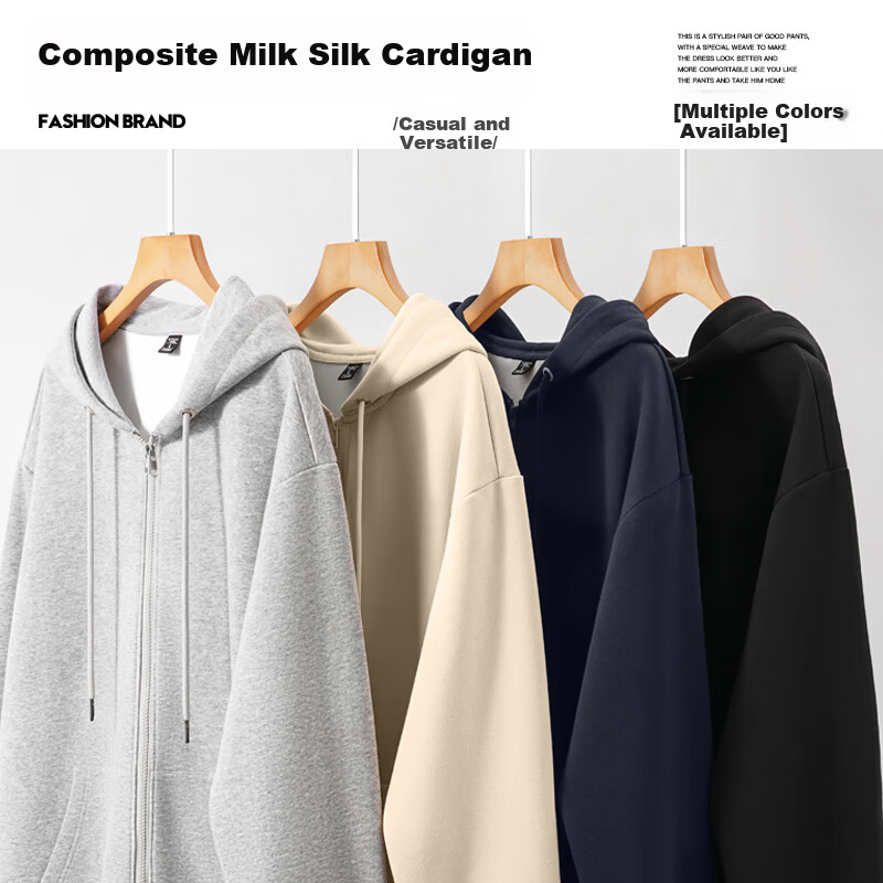 Baleno Men's Hooded Zip-Up Cardigan Sweatshirt Solid Color Casual Hoodie Spring Autumn New Arrival