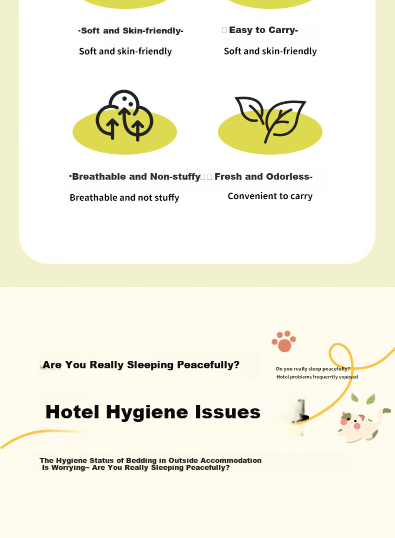 Qihaiqiu Disposable 4-Piece Bedding Set Thickened Sheet and Duvet Cover Portable Double Hotel Travel Business Use [Little Green Rabbit] 3