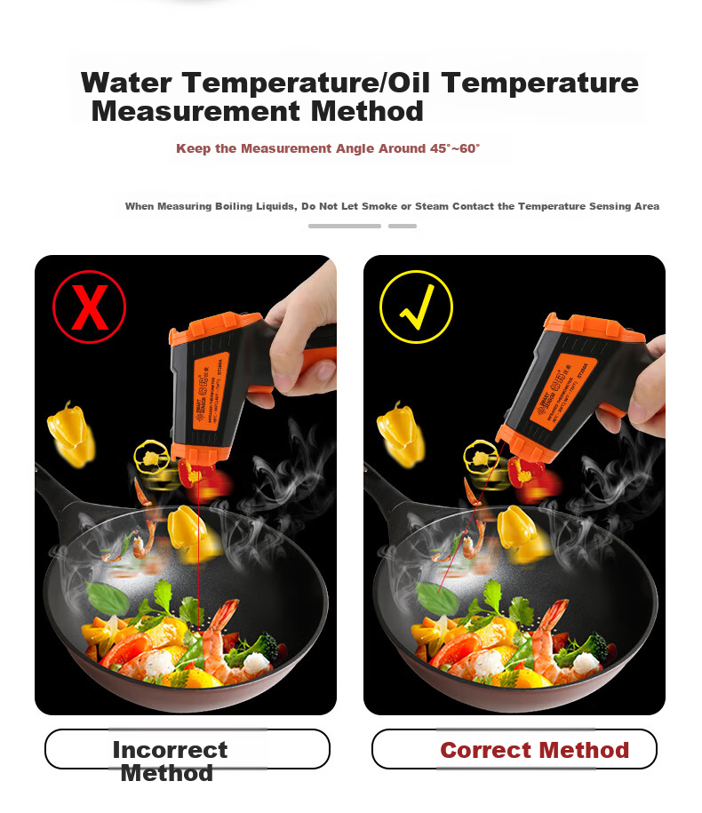 CEM ST490B Infrared Thermometer High-Definition Digital Industrial Temperature Gun Food Oil Temperature Meter 8