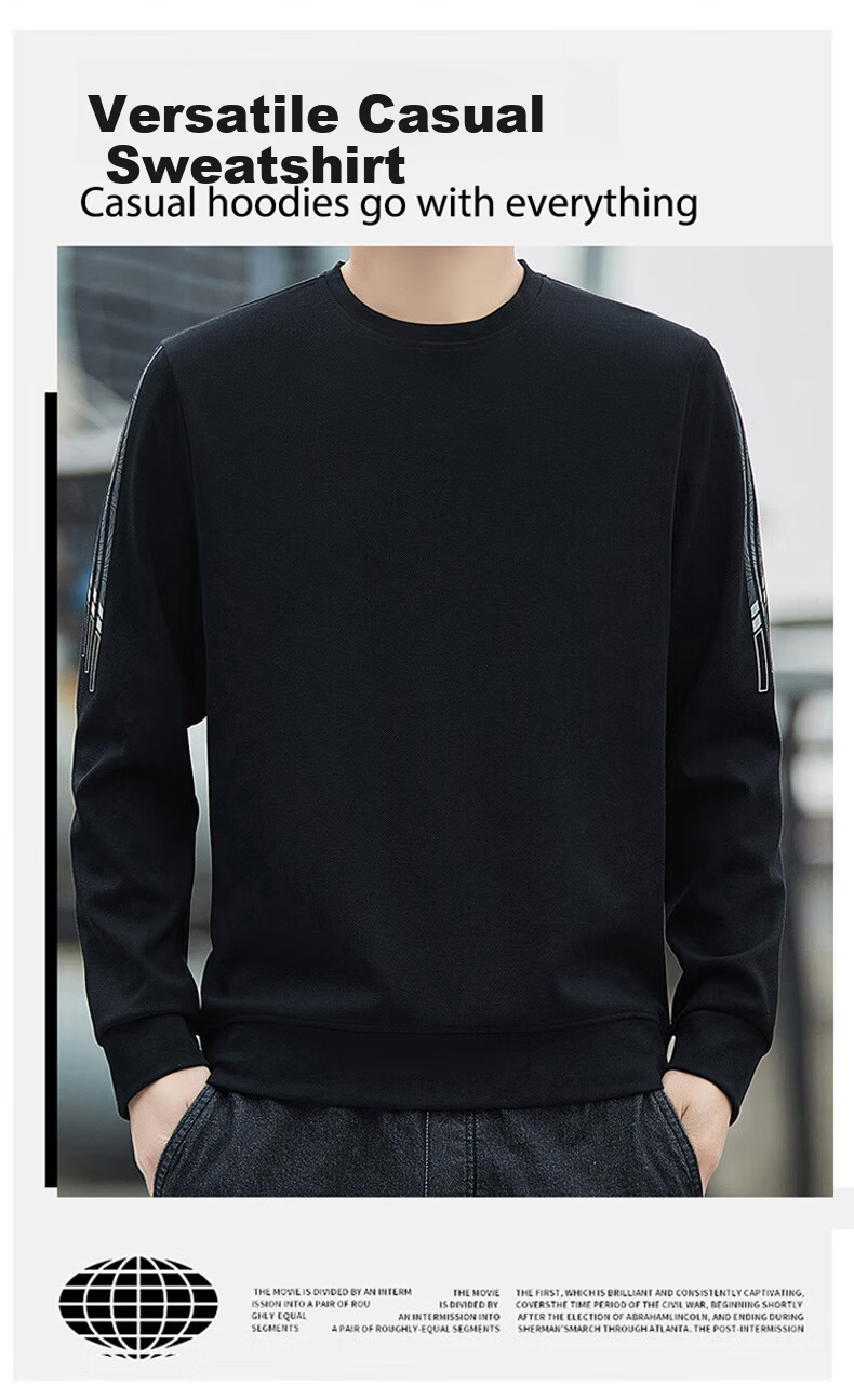 ROMON Men's Sweatshirt, Spring And Autumn Round Neck Loose High-End Long-Sleeve T-Shirt, Comfortable Base Layer Jacket for Men, 8939 Dark Gray 2XL 1