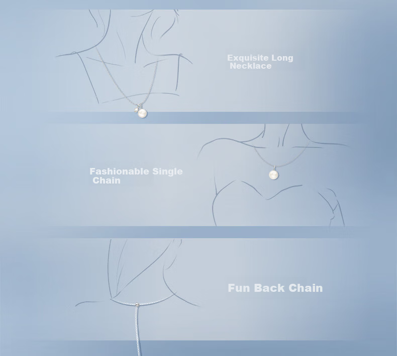 HEFANG Button Pearl Long Necklace Luxury Birthday Gift for Girlfriend Wife 11