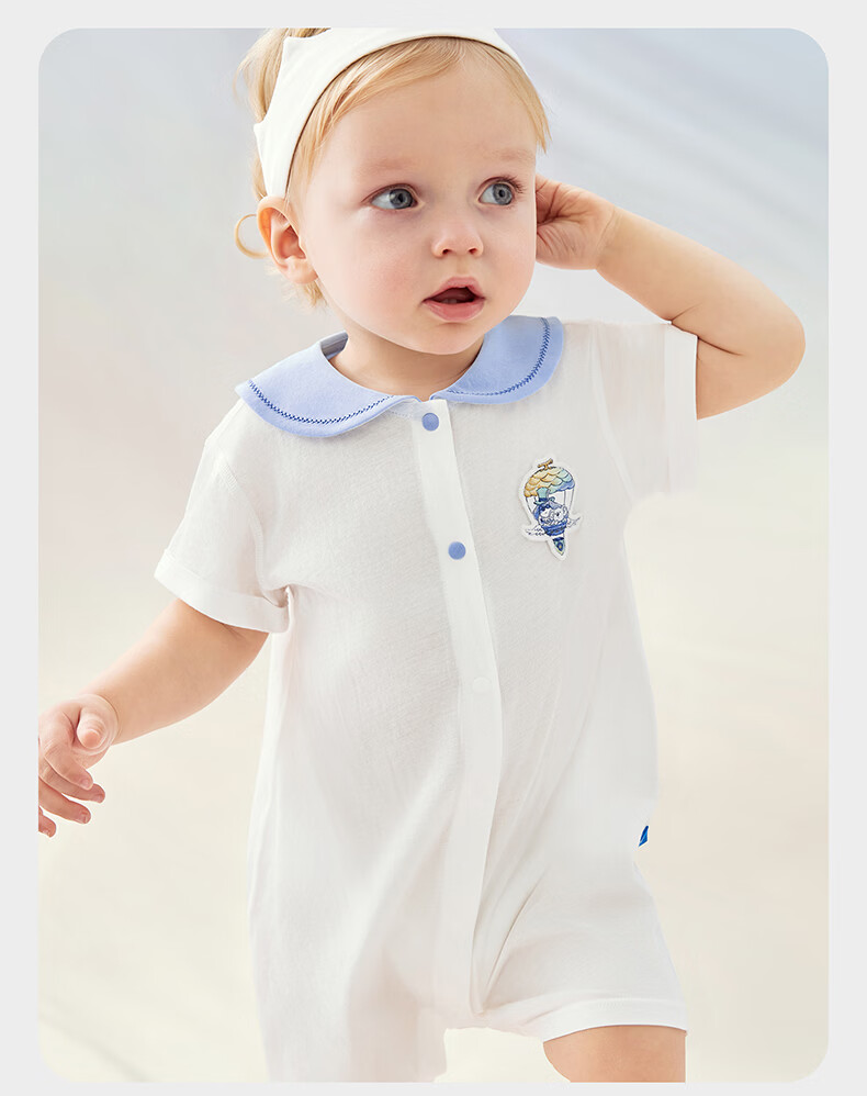 Babycare Pure Cotton Short Sleeve Romper Baby Jumpsuit Boys Girls Moisture Absorption Breathable Doka Manor 90cm 21