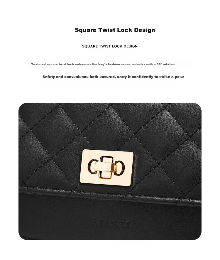 St&Sat Women's Bag 2026 New Versatile Shoulder Crossbody Small Square Quilted Chain Bag Birthday Gift for Girlfriend 5
