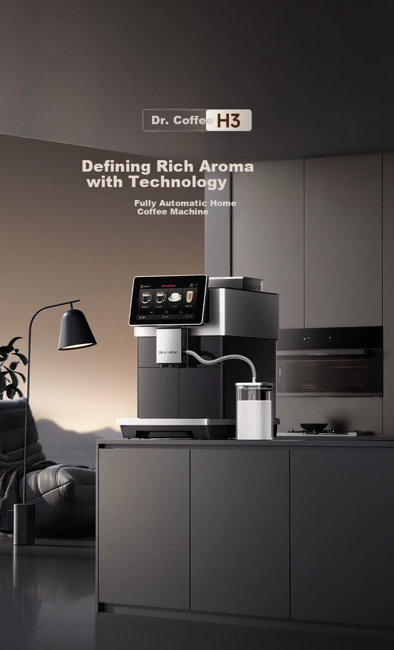 Dr.coffee H3 Black Home Fully Automatic Italian Espresso Coffee Machine Small Integrated Grinder One-Touch True Cold Brew Fresh Coffee Hot and Cold Drinks 1
