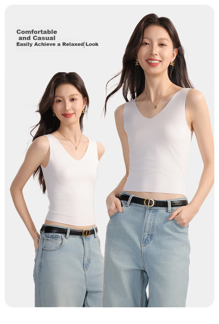MiiOW Ice Silk Seamless Women's Camisole Vest [Cooling and Anti-See-Through] Summer Short Crop Top 2 White M 12