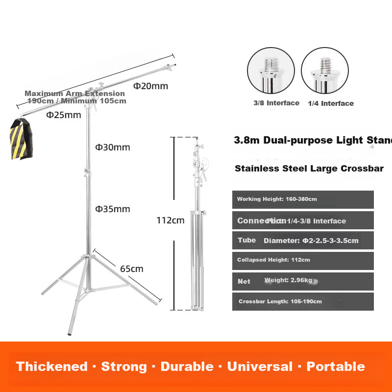 Godox SL/LA Series LED Photography Light Stand Portable Studio Light Fill Light Outdoor Shooting Light Video Live Triangle Large Dual-Purpose Top Crossbar Light Stand